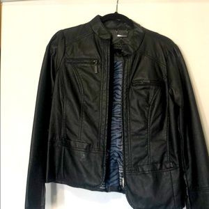 Black Faux Leather Jacket, Teen sz L